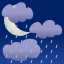 Broken clouds, rain